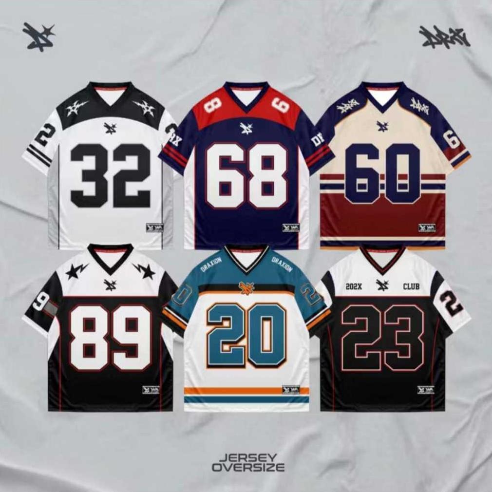 100 Ribu Dapat 4 | Jersey Dry Fit Motif Angka Vintage Soccer Baseball Original Pria Wanita Unisex