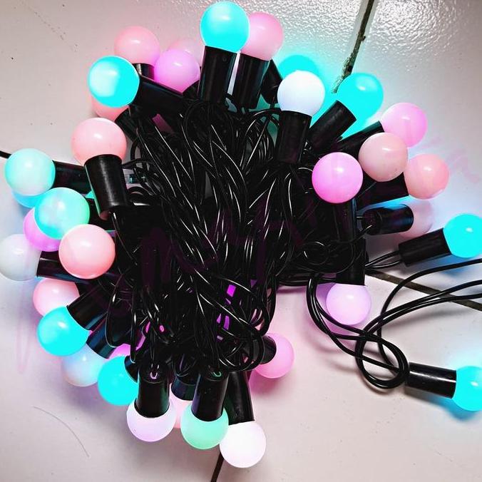 Lampu Natal LED Bola 50Led Warna Warni Kabel Hitam 5M Gaxindo