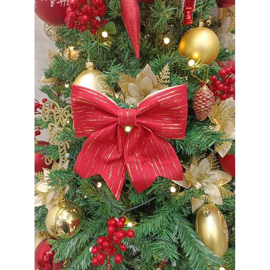 Pita Pohon Natal Kain Bludru Garis Gold Besar pita natal pita dekorasi natal pita hiasan natal pita 