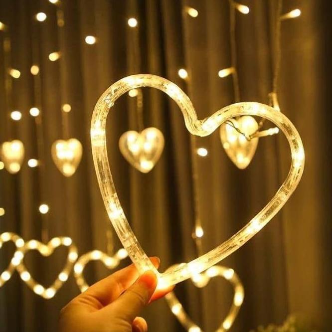 lampu hias gantung tirai love lampu hias tirai hati