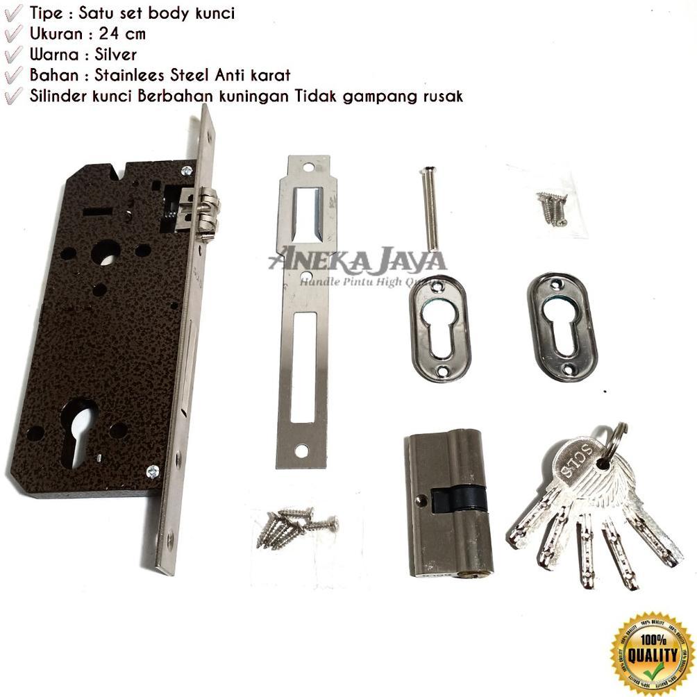 Handle set kunci panjang 35 cm warna kuning emas Gagang Pintu kupu tarung Tarikan pintu rumah mewah 