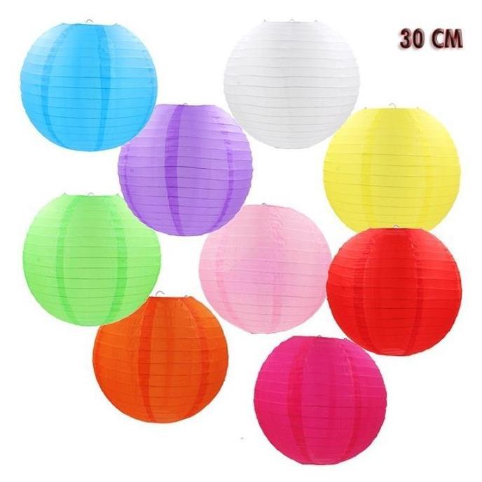 [1 Pcs] Lampion Kertas Polos / Lampion Bulat Kertas Warna Warni / Lampion Pesta / Lampion Dekorasi H