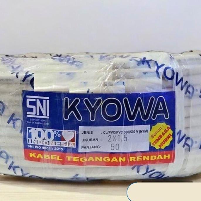 Kyowa Kabel Listrik Nym 2X1,5 Kawat 1 Roll Kabel Listrik Nym 2X1,5 Sni 50 Yard