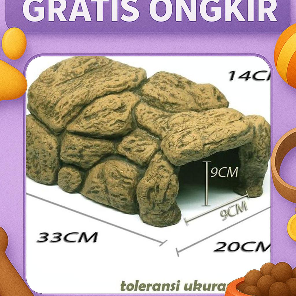 Xl Hiding Cave Hidingcave Jumbo Reptile Kura-Kura Darat Sulcata Pardalis Kadal Lizard Bearded Dragon