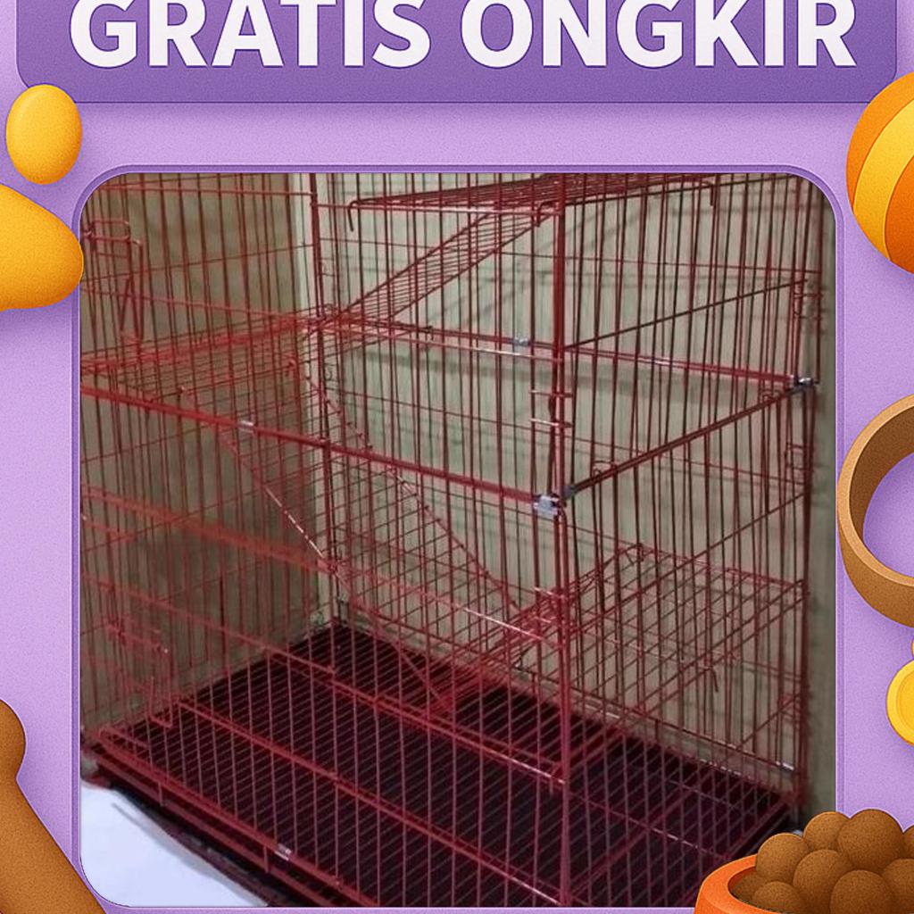 Kandang Kucing Besi Lipat/Kandang Kucing Tingkat Jumbo