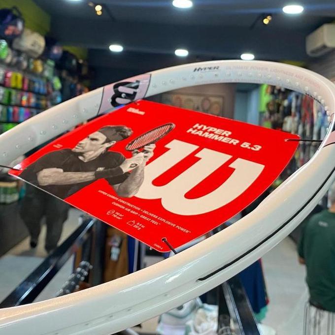 Wilson Hyper Hammer 5.3 White Pink & White Orange Tennis Racket ( Raket Tennis Wilson )