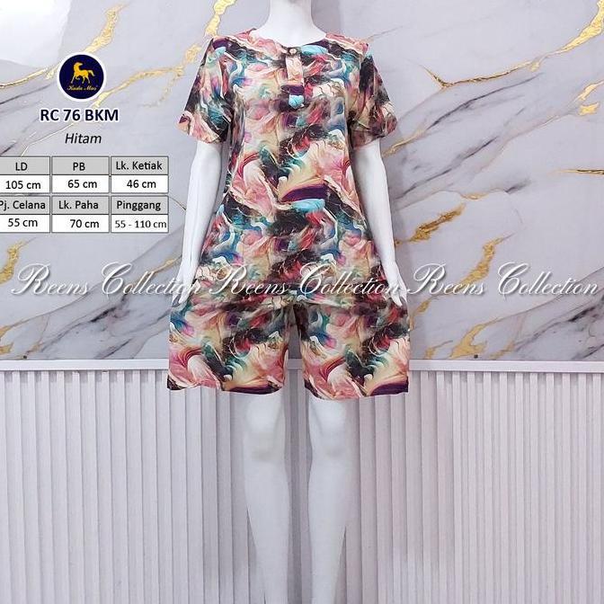 Promo Batik Kuda Mas Setelan RC 76 LD 105cm | Piyama Wanita Celana Pendek Lengan Pendek Busui Diskon