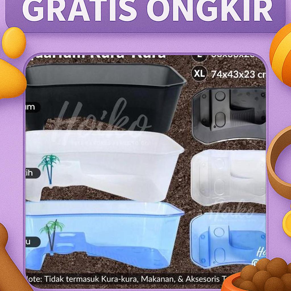 Turtle Aquarium Tank L Xl Bak Ember Tempat Kura Kura Air Besar Akuarium Kandang Box Kura2 Brazil