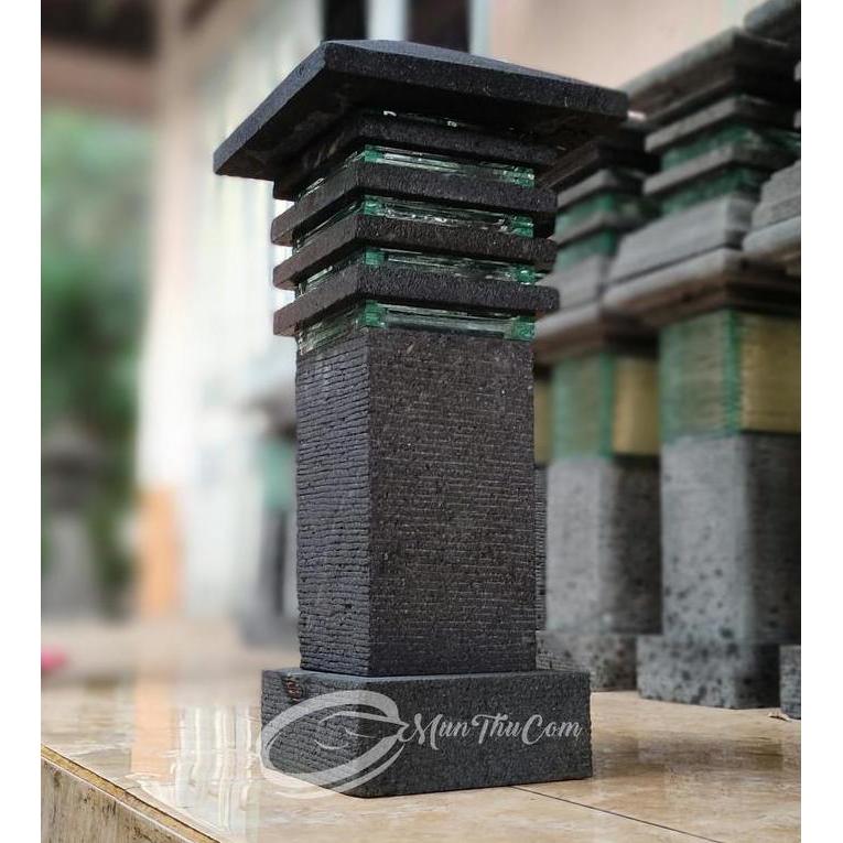 Lampion Batu Lava Kombinasi Kaca Atap Piramida Tipe Tiang Tegak: Kombinasi Keindahan Alam dan Fungsi