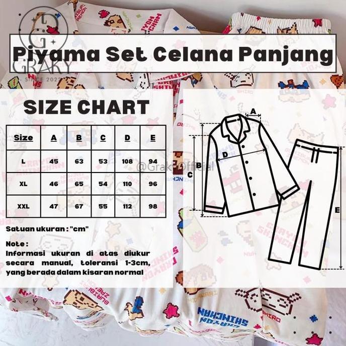 Promo GRAKY PIYAMA TIDUR - SET BAJU DAN CELANA JUMBO SIZE / PIYAMA SINCHAN / PIYAMA KUROMI / PIYAMA 