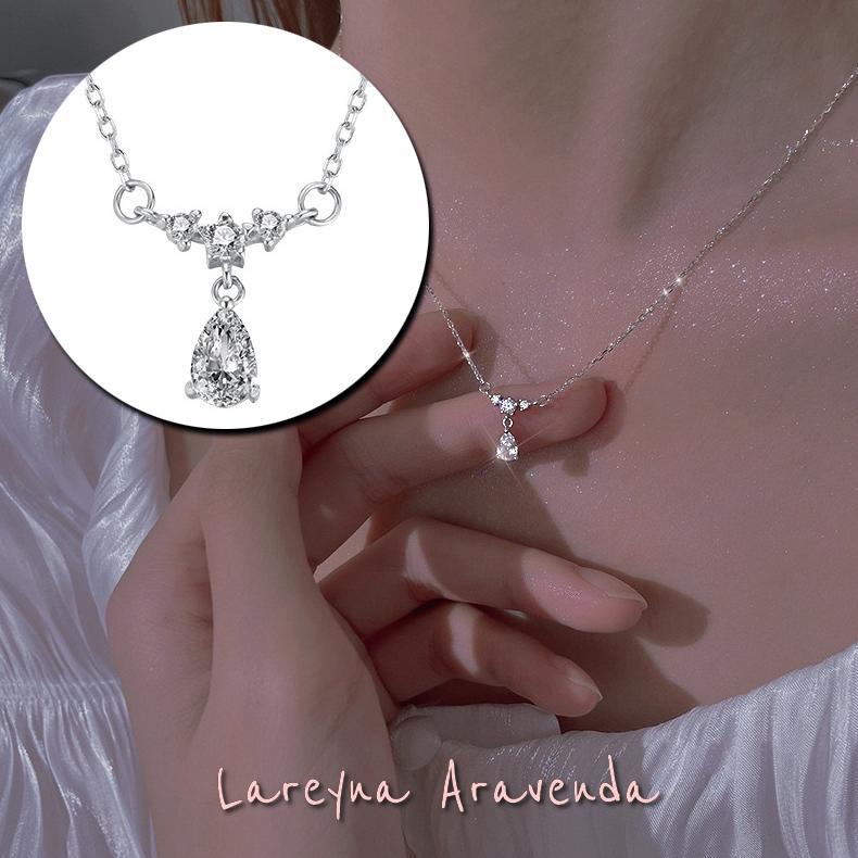 Pakaian Wanita- Kalung Wanita + Liontin S925 Korea Water Drop Crystal Kl037 - Lingerie - Baju Dinas 
