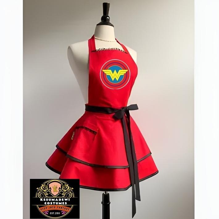 WONDERWOMAN Apronskirt Cosplay Party Pesta Halloween Kostum Premium Hitam Pria Wanita Dewasa Superhe