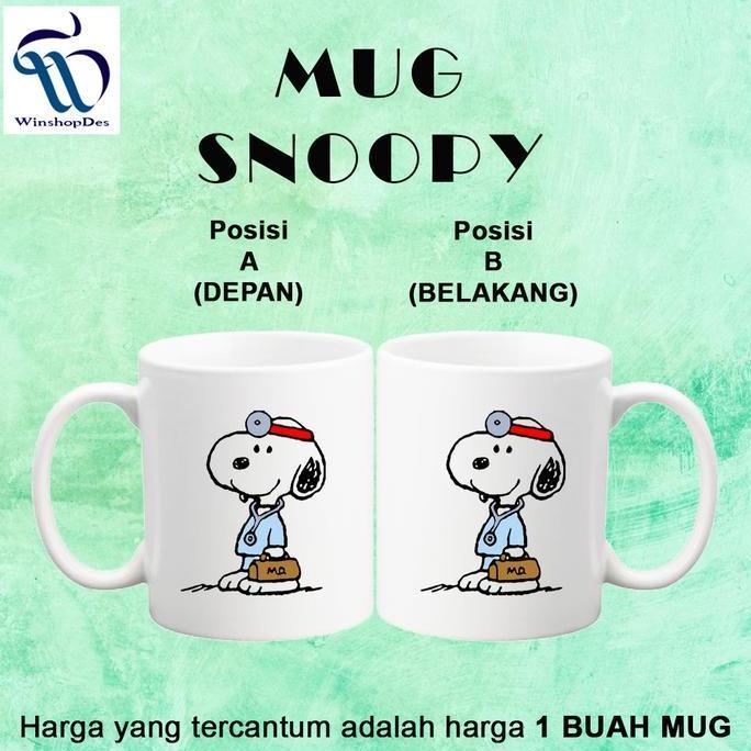 MUG SNOOPY / GELAS SNOOPY (MUG STANDAR CUSTOM MURAH)