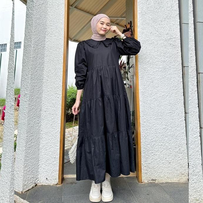 Yaz Indonesia - ZORA DRESS MAXI / GAMIS WANITA BAHAN POPLIN PREMIUM / Collar dress korean style Maxi