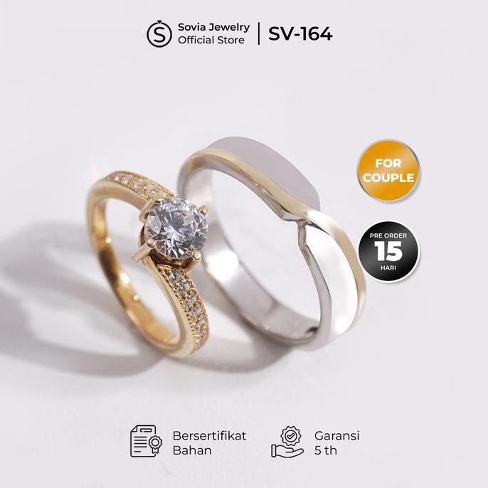 Cincin Nikah Couple Platinum 5% & Emas Putih 5% SV-164 Sovia Jewelry