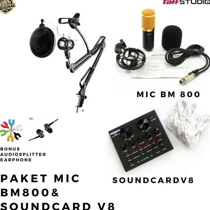 New- Paket Lengkap Mic BM 800 Soundcard V8/V8 PLUS/ AudioPro