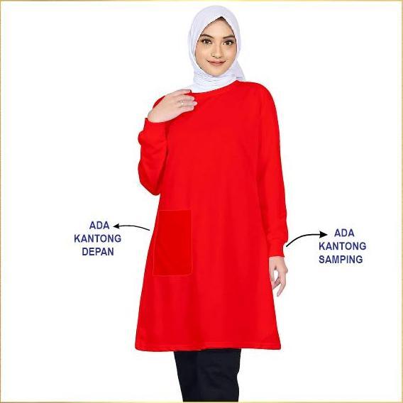 Promo Kaos Wanita Tunik Polos 2 Saku Depan+Samping Muslim Cod
