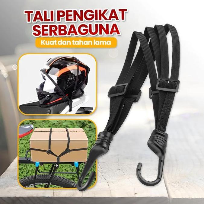 JOIN Tali Pengikat Barang Di Motor Kuat dan Elastis / Tali Pengikat Helm Motor 2 Hook 60CM - Pengika