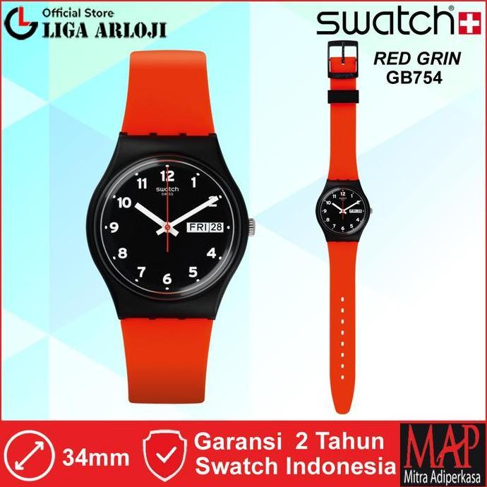 SWATCH GB754 - Jam Tangan Wanita Quartz Merah Swiss Made