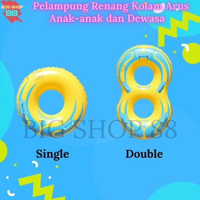 Pelampung Ban Renang Kuning Single Double Dewasa Anak Anak Kolam Arus Kolam Renang Swim Ring REZ