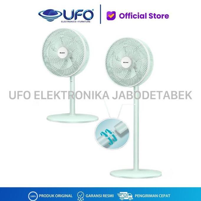 Gree GCF-14IGN Kipas Angin Stand 14 Inci Hijau, 7 Bilah, 3 Kecepatan, Osilasi Lebar 80°