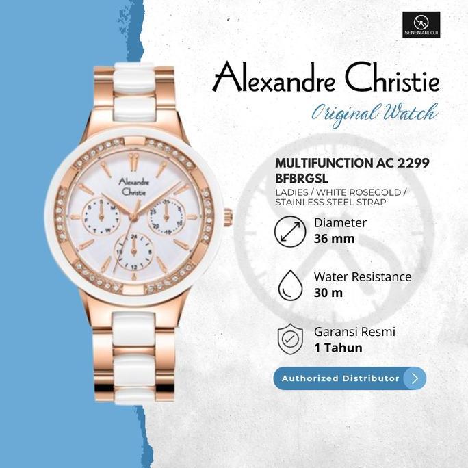 Jam Tangan Wanita Alexandre Christie AC 2299 Orinal - Rosegold Putih Quartz Watches
