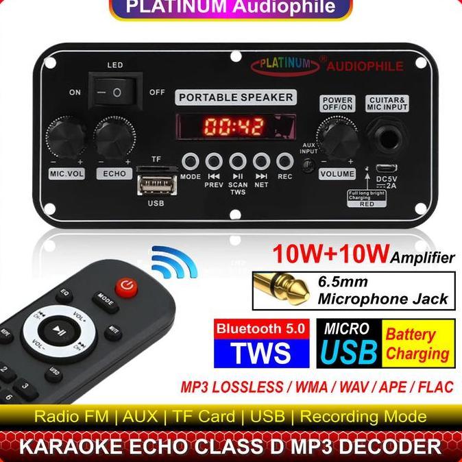 Modul MP3 Decoder Bluetooth Karaoke Amplifier 2x 10W Multimedia Trolley Speaker 314BT