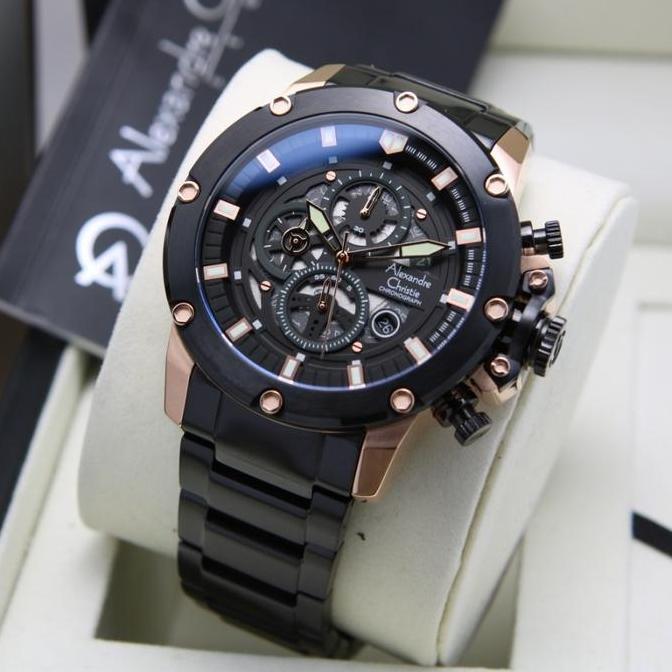 JAM ALEXANDRE CHRISTIE AC 6564 ORINAL RANTAI BLACK ROSEGOLD