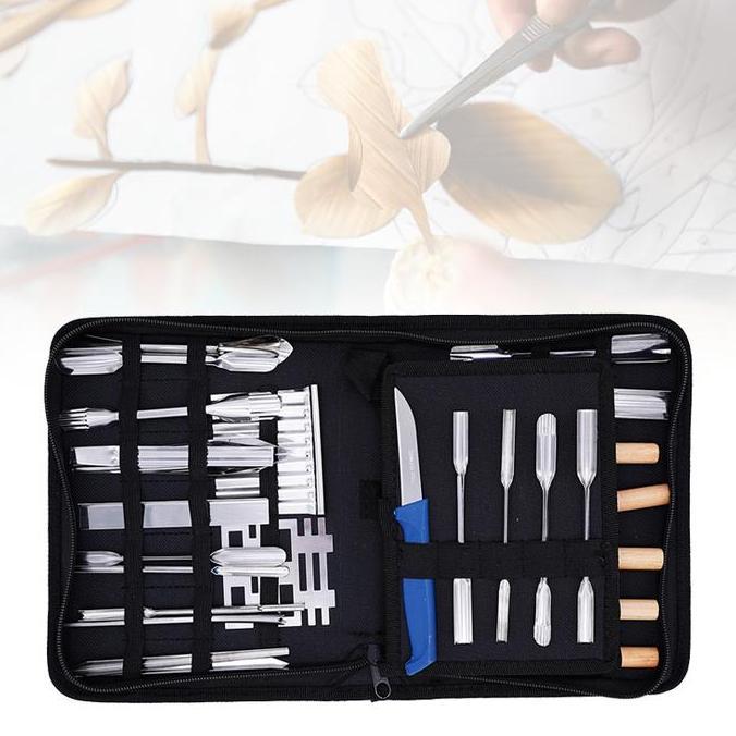 46Pcs Pisau Ukir Buah Pisau Garnish Pisau Carving Pisau Set Ukir Buah Garnish