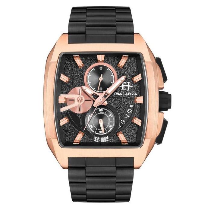 Buy 1 Get 1  Evans Jayden Jam Tangan Pria 9546 Rantai Stainless Steel Kaca Sapphire Chronograph Wate
