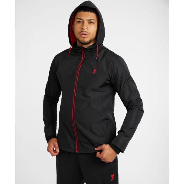 Liverpool Fc Mens Windcheater Black - Official Lfc Jaket Original Pria
