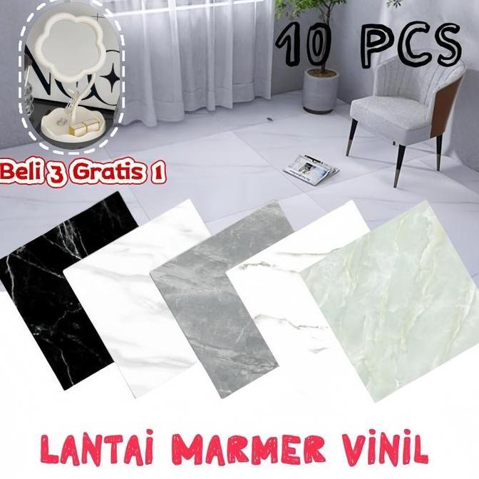 Promo Vinnatsu 10pcs 30*30cm Lantai Marmer Vinil / Lantai Vinyl Marbel Granit Stiker / Wallpaper Lan