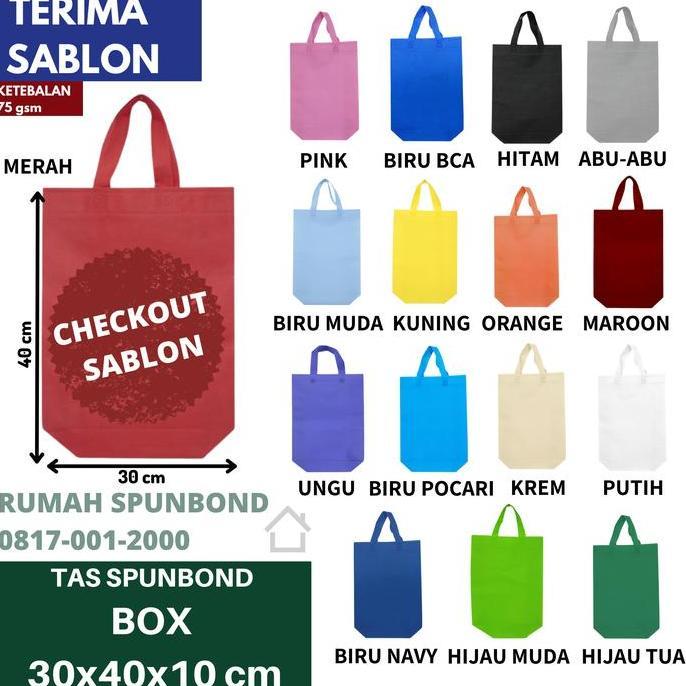 Terlaris Tas Spunbond Box 30X40X10 Cm Checkout Sablon