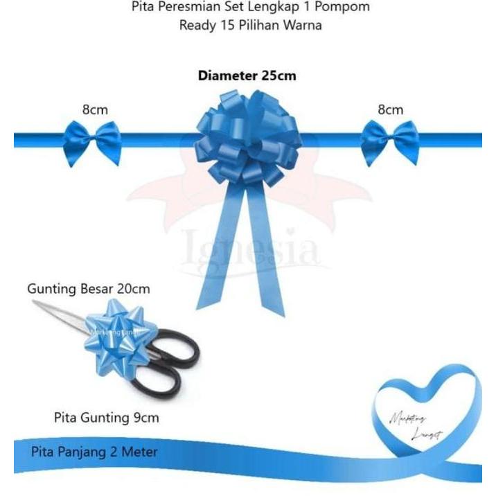 Terjangkau Pom Pom Gunting Pita Peresmian Kantor Bahan Pita Plastik Diameter 25Cm Kertas Biru