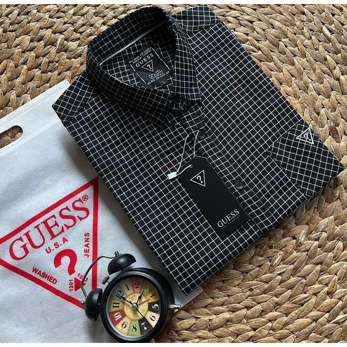 Kemeja Formal Guess Original Kantor Pria Lengan Pendek / Kemeja Ganham Pria Full Catton / Kemeja Ker