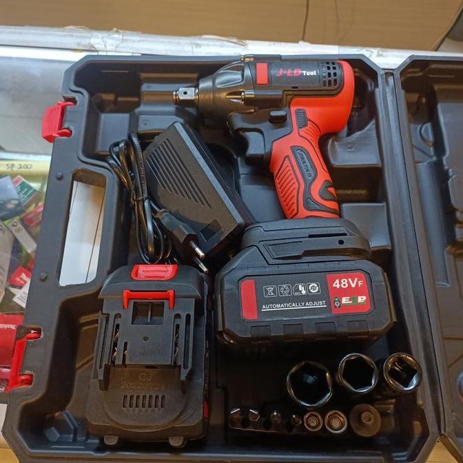 Promo Jld 2 Bateray - Impact Wrench Jld Jv88 Terbaru Merah Box Hitam