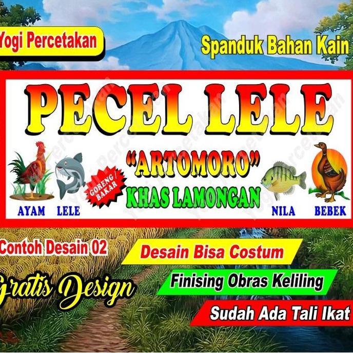 Spesial Spanduk Kain Pecel Lele / Spanduk Kain Costum Spanduk Ayam