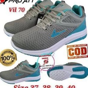 Pro Att Vil 70 - Sepatu Pro Att Wanita Ori - Sepatu Sneaker Olahraga - Abu Hijau, 39 Karet Running O