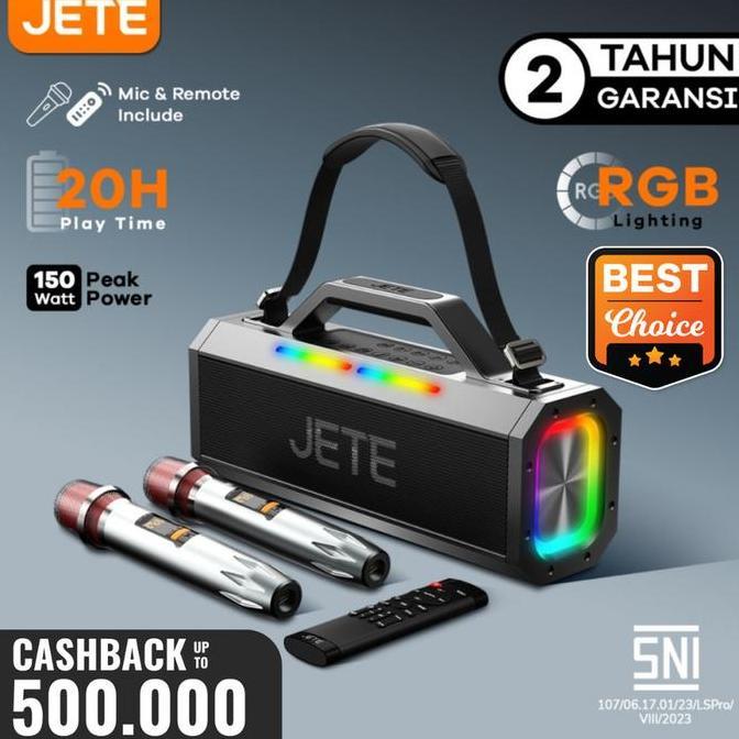 Terlaris Jete Sb1 Speaker Karaoke Bluetooth 2 Mic Super Bass