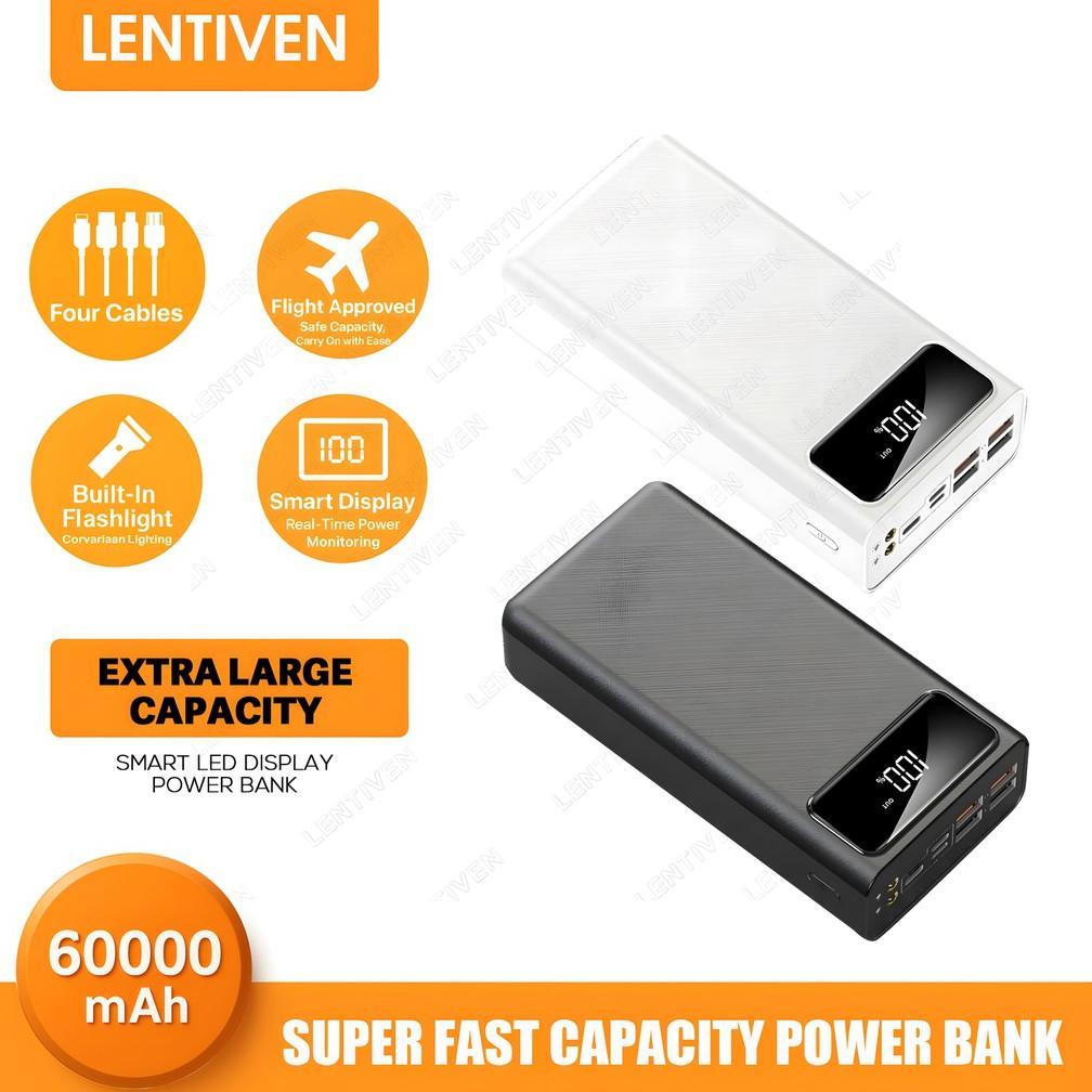 TERBARU TERBARU LENTIVEN POWERBANK 60000MAH 4 USB FAST CHARGING