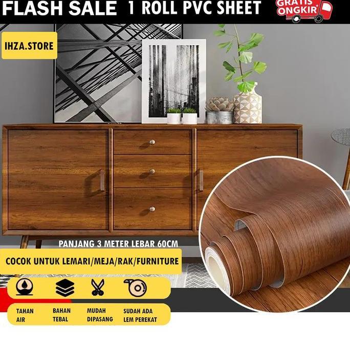 Promo RONA Wallpaper Sticker Pelapis Furniture PVC 60cm x 3m Textured Kayu Alami Model Cocok Untuk M