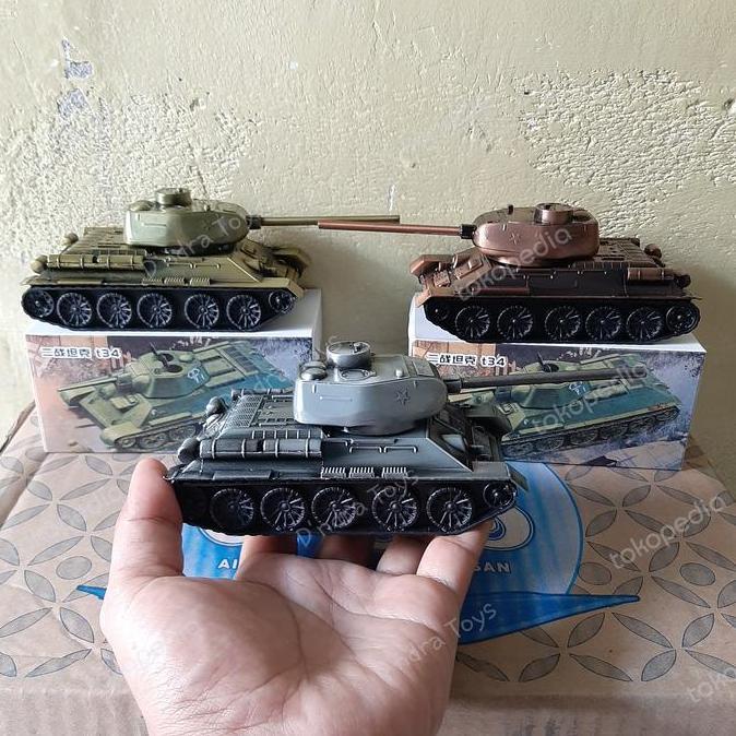 Diecast Miniatur Tank T34 Mainan Tank Militer Kendaraan Perang Kode 1252