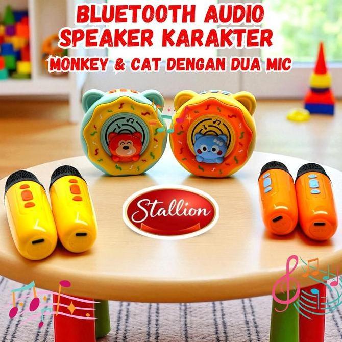 Mainan Microphone Karaoke Speaker Mini Set Anak Karaoke Karakter Kucing Lucu Portable Bluetooth Kara