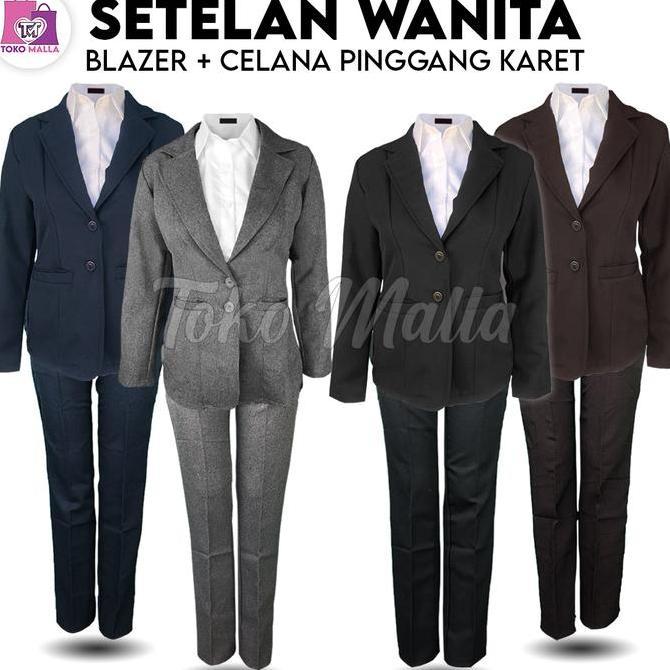 One Set Wanita Kekinian Blezer Hitam Setelan Blazer Set Wanita Satu SET BLAZER & CELANA Formal Model