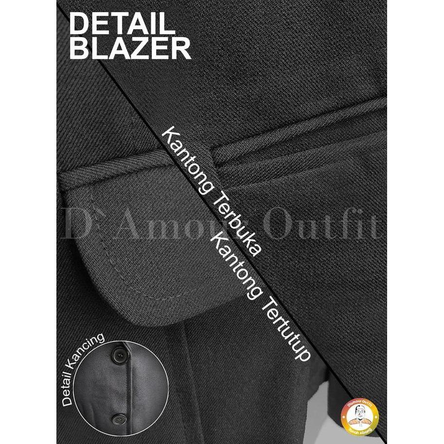 Damour | One Set Blazer Wanita Rok Span Panjang Belah Depan | Setelan Jas Kerja Kantor Formal Polos 