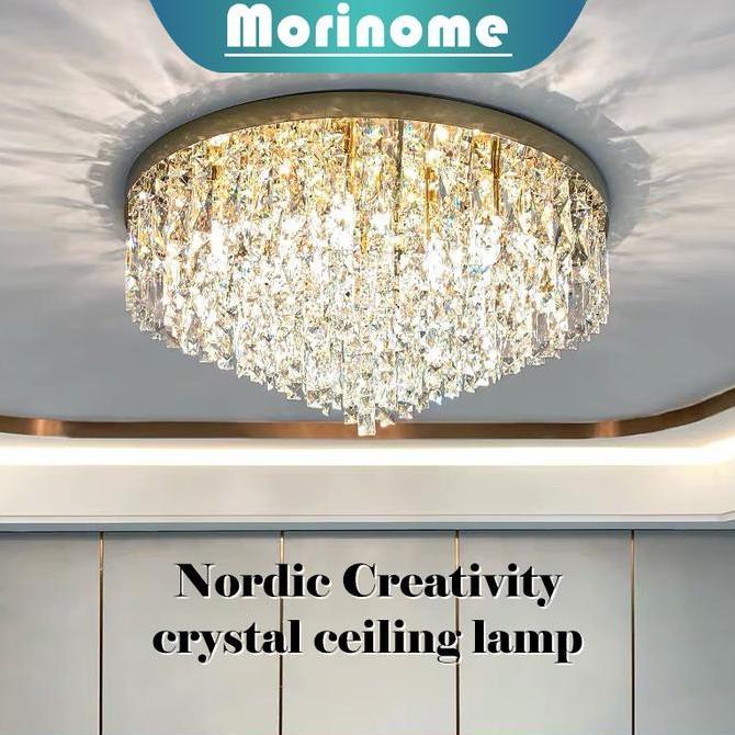 Terlaris Lampu Gantung Hias Plafon Modern Kristal Emas Dandelion