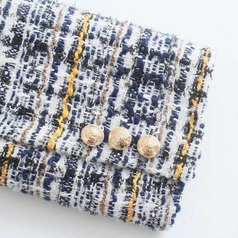 double breasted tweed blazer / blazer wanita