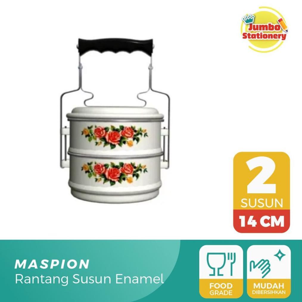 Cuci Gudang Big Sale Maspion Rantang 2 Susun Klasik Jadul Stainless Steel Enamel Rantang Motif Bunga
