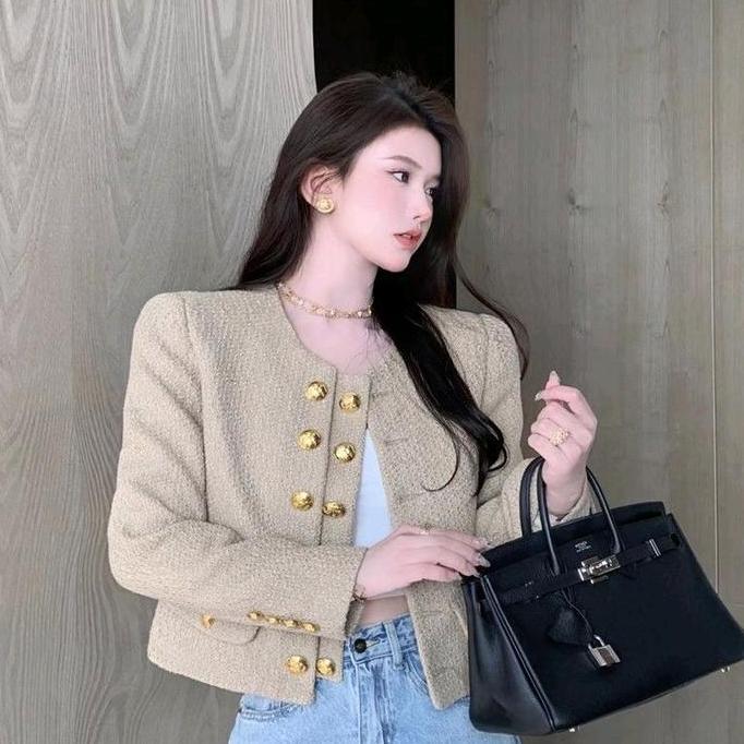 Blazer wanita jaket crop  Double Variasi Kancing Ala  M643