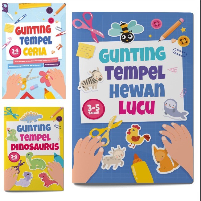 Mizan : AKTIVITAS: GUNTING TEMPEL CERIA / DINOSAURUS / HEWAN LUCU - Tim Bentang Kids